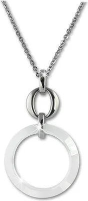 Produktbild von Amello Halskette 50cm Edelstahl Keramik Schmuck Circle silber weiß ESKX46W5