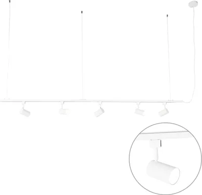 Produktbild von QAZQA - Modern Modernes HängeSchienensystem I Spotlight I Deckenspot I Deckenstrahler I Strahler mit 5-flammig weißen Spot I Spotlight I Deckenspot I Deckenstrahler I Strahler I Lampe I Leuchte - Icon