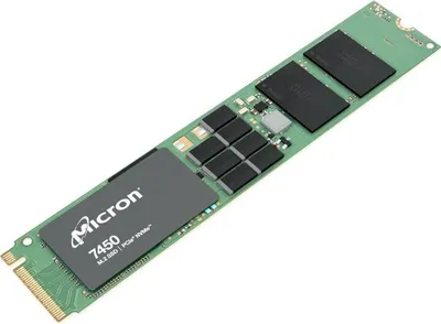 A Micron 7450 PRO NVMe M.2 SSD on a white background.