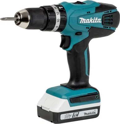 Produktbild von Makita HP457DWE Bohrschrauber 18 V inkl. Akku, im Koffer, Schwarz, Blau