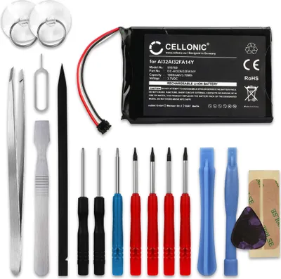 Immagine prodotto di CELLONIC 1x Batteria per Navigatore GPS Compatibile con Garmin Nuvi 2599LMTHD, Nuvi 2589LMT, nüvi 2595LMT, AI32AI32FA14Y – (1000mAh, 3.7V) + Set di strumento