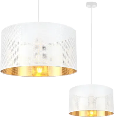 Produktbild von Asti Weisse Hängelampe 1 Flacher Weissgold-Lampenschirm 35Cm