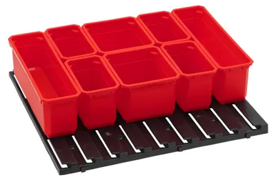 Zdjęcie produktu dla Zestaw pojemników systemowych Qbrick nr 7 Ściana warsztatowa 39 x 35 cm z 8 pojemnikami do PRO Organizer 300