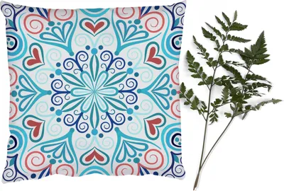Produktbild von MuchoWow® Zierkissen Sofakissen Wohnzimmer Dekokissen 50x50 cm Mandala - Blau - Bohème - Abstrakt - Flora - Komfort - Sofakissen