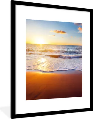 Produktbild von MuchoWow® Gerahmtes Poster Strand - Meer - Sonne - Horizont 60x80 cm - Poster mit Schwarzem Bilderrahmen Wandposter Rahmen Foto Bilder - Wohnzimmer - Dekorationen - Prämie