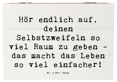 Produktbild von Mr. & Mrs. Panda Box Spruch Zweifel an sich selbst 22 x 15 cm - Weiß - Geschenk, einzigartig, Inspiration, Schatzkiste, Zitat, Selbstzweifel überwinden, positive Energie