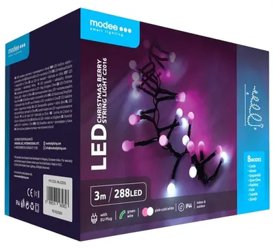 Image de Modee Lighting Guirlande lumineuse LED 288 LED 3 m rose-blanc