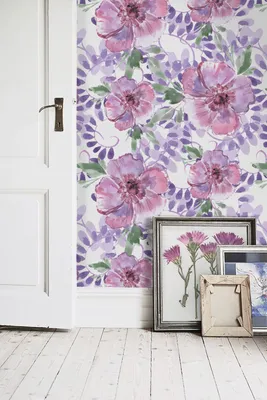 Produktbild von Coloray Fototapete 104x70 cm Vlies-Fototapete - Utensilienviolettblumen.