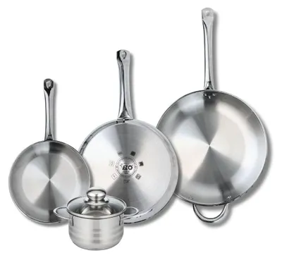 4-teiliges Edelstahl-Kochtopf-Set, 24/28/32 + 14 cm, Induktion