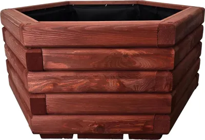 Obrázek produktu pro HolzGarden Dřevěný květináč 60×30×53 cm kolor červený impregnovaný odolný vůči povětrnosti truhlík na květiny šestiúhelník 63 l pro balkon a zahradu