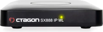 A black electronic device with branding and model information on the front.