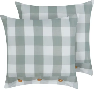 Obrázek produktu pro BELIANI Sada 2 polštářů s kostkovaným vzorem 45 x 45 cm mátově zelený dekorativní moderní doplněk do ložnice obývacího pokoje