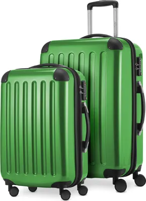 Produktbild von Alex - 2er Set Handgepäck + Mittelgroßer Koffer, Kofferset Resekofffer Trolleys Hartschale Polycarbonat glänzend,Grün
