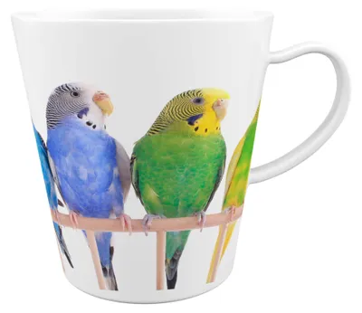 Keramiktasse mit Wellensittich-Print, 290 ml, spülmaschinenfest