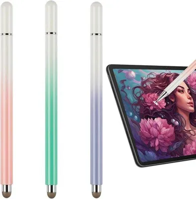 Image de Lot de 3 stylets, stylet universel 2-en-1 pour écrans tactiles, couleurs : bleu, rouge, vert