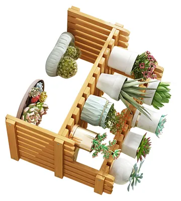 Imagen del producto de Soporte de bambú para plantas de mesa, estante para flores de escritorio, ideal para interiores y exteriores, hogar, patio, jardín, balcón. Tamaño pequeño, 40 cm (15,74 pulgadas)