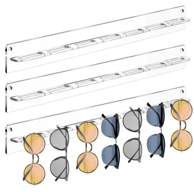 Brillenregal aus Acryl, 3er-Pack, transparent, Wandmontage