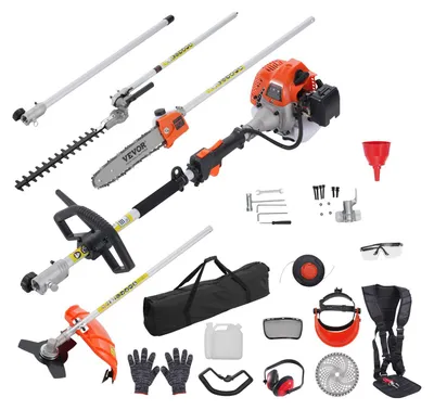 Produktbild von VEVOR 52CC 6-in-1 Multifunktionale Schnittwerkzeuge, Benzin-Heckenschneider, Unkrautvernichter, Fadenschneider, Freischneider, Rasenkantenstecher, Teleskop-Kettensäge mit Verlängerungsstange, 33cc