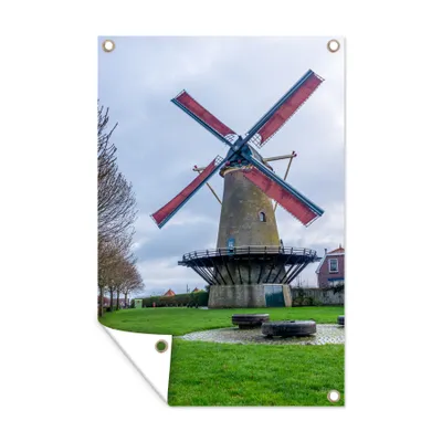 Obrázek produktu pro MuchoWow® Zahradní plakáty - Mraky nad větrným mlýnem v Zierikzee - 180x120 cm - Zahradní dekorace