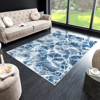 Produktbild von riess-ambiente Maritimer Teppich OCEAN 230x160cm blau weiß Flachgewebe Indoor-Teppich