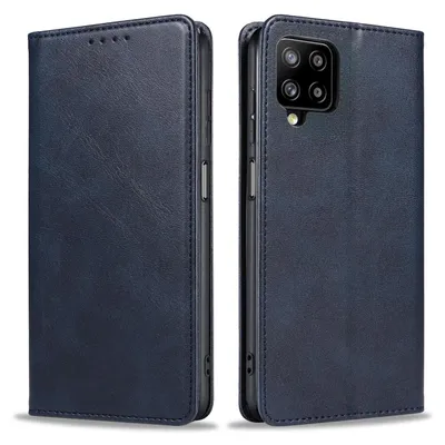 Produktbild von Handyhülle für Samsung Galaxy A12 Kunstleder Flip Cover Hülle Handytasche Case Kartenfach Farbe: Blau