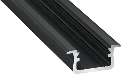 Immagine prodotto di LED Profilo in alluminio nero | Tipo B versatile | Con tappo terminale | Copertura lattiginosa | 1 m