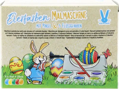Produktbild von Eierfarben Malmaschine mit 5 flüssigen Farben & Pinsel