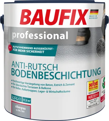 Produktbild von BAUFIX professional Anti-Rutsch Bodenbeschichtung silbergrau matt, 2.5 Liter, Beton- und Bodenfarbe