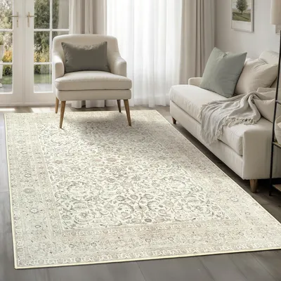 Waschbarer Teppich 200x290 cm, recycelte Baumwolle, kurzflorig, rutschfest
