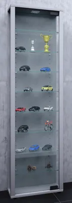 Produktbild von VCM Glasvitrine stehend | Vitrine Glas mit ESG-Sicherheitsglas | Maße ca. H. 115 x B. 33 x T. 18 cm | Standvitrine Glas | Modern und platzsparend | Glas Vitrinenschrank – Edana Maxi