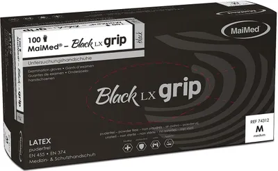 Produktbild von MaiMed Untersuchungshandschuhe Black LX grip puderfrei M