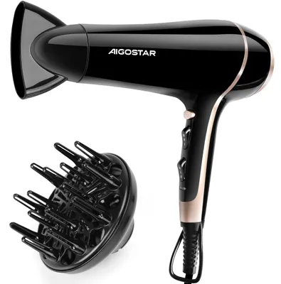 Zdjęcie produktu dla Suszarka do włosów Aigostar 33LNK, 2400 watów, technologia jonów, 3 ustawienia temperatury / 2 ustawienia prędkości, funkcja chłodzenia, nasadka dyfuzora