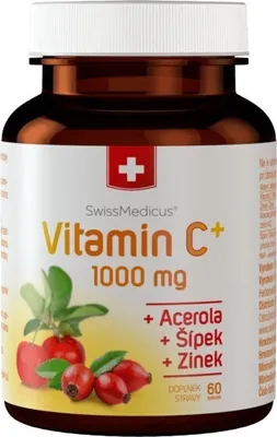 Immagine prodotto di Vitamina C+ 1000mg da SwissMedicus, integratore alimentare con 60 capsule
