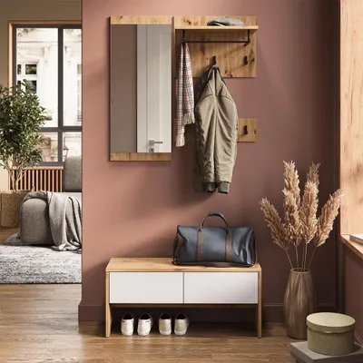 Image de Vestiaire Vicco Selena Blanc/Artisan 90x40cm 4 parties, Model 57315