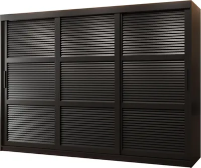 Produktbild von MEBLE KRYSPOL ŻALUZJA Drei Türiger Schrank - 200x250x62cm - Schwarz, Schwarz, Schwarz