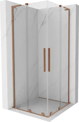 Produktbild von Mexen Velar L Duo Duschkabine Schiebetür 90 x 90 cm, transparent, gebürstetes Kupfer - 871-090-090-02-03-65