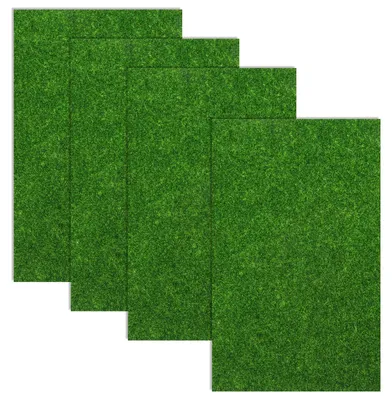 Kunstgras-Matten 4er-Set 15x25 cm für Miniaturgarten