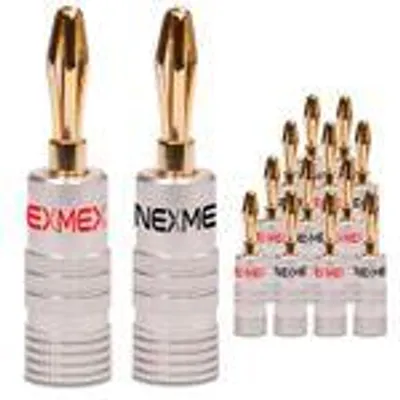 Produktbild von NEXMEX Bananenstecker 4mm schraubbar 24K vergoldet Lautsprecherkabel 14x Stecker