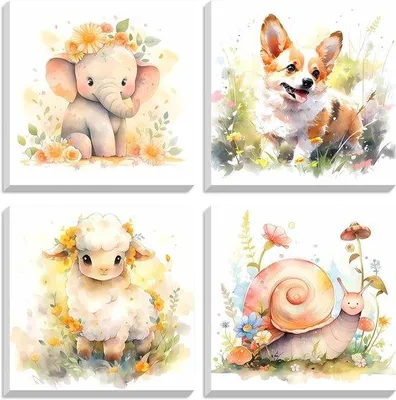 Immagine prodotto di Pittura per bambini dai 5 ai 9 anni – Tema animali con tela e cornice