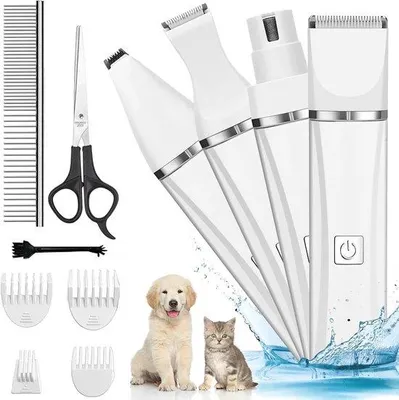 Immagine prodotto di Tosatrice professionale 4 in 1 per peli di animali, impermeabile, con 4 testine, per animali di piccola taglia