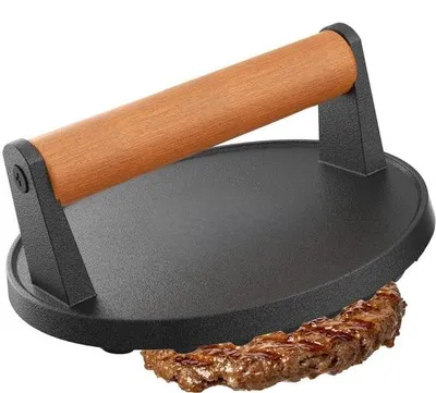 Produktbild von Famanu Hamburgerpresse Gusseisen 16 cm - mit Antihaftbeschichtung und stabilem Holzgriff
