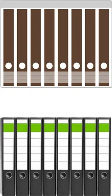 Produktbild von Wallario 8 Stück schmale Ordner inkl. Klebeetiketten mit Motive Braun -  Set mit Rückenschildern / Ordnerrücken Stickern