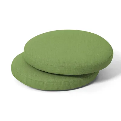 Produktbild von Avestar Outdoor 2er Set Stuhlkissen mit Riemen und Reißverschluss, 38 x 3 cm, wasserdichte Sitzkissen, runde Sitzauflagen für Sessel, Grün