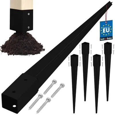 Produktbild von Pfostenanker – Zum Einschlagen – 46 x 46 x 600 mm – Verzinkter Stahl – Set mit 4 Stück