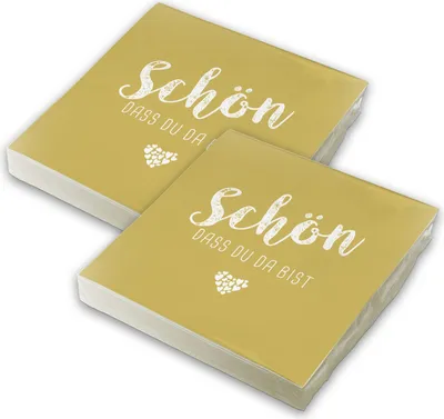 Produktbild von itenga 40x Serviette Schön dass du da bist currygelb Set