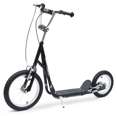 Produktbild von Roller/Fahrrad fš¹r Kinder ab 5 Jahren, gel?ndeg?ngig, gro?e Luftreifen, verstellbarer Lenker, Bremsen und St?nder, fš¹r Erwachsene und Kinder, schwarzer Stahl