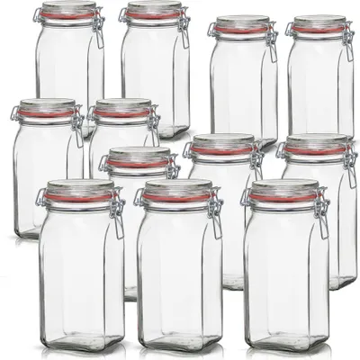 Produktbild von BigDean 12er Set Vorratsgläser 1,5L - Einmachgläser mit Deckel & Bügelverschluss -  Germany - Drahtbügelgläser zum luftdichten Aufbewahren