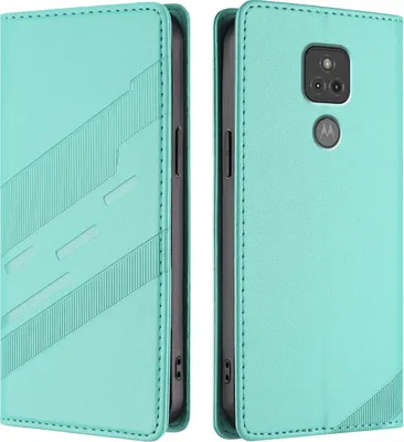 Produktbild von Hülle für Motorola Moto G Play 2021, Kunstleder Brieftaschen Handyhülle mit Kartenfach und Standfunktion Türkis