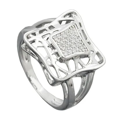 Produktbild von Ring 16mm mit vielen Zirkonias glänzend rhodiniert Silber 925 Ringgröße 56 silber 16mm