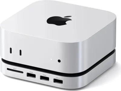 A Satechi Stand Hub for Mac Mini is shown on a white background.